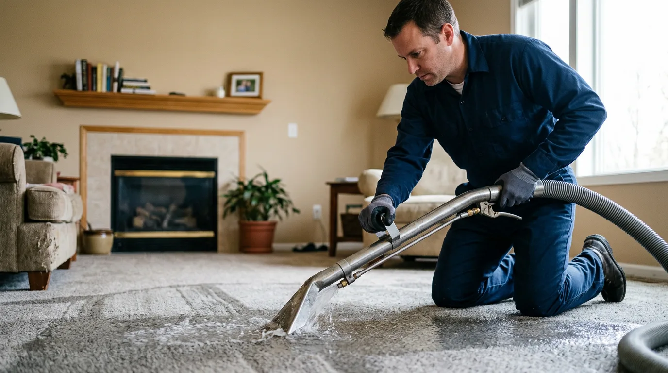 Water damage restoration technician working near Lapaz, IN